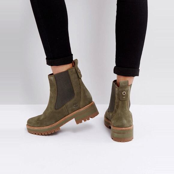 NEW Timberland Courmayeur Valley Lug Sole Chelsea Boot size 10 Olive - Picture 3 of 14